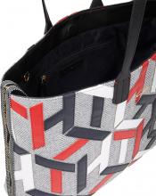 Damenhenkeltasche Tommy Hilfiger Iconic Tommy Tote Mono Applique Grau Weiss Rot Schwarz