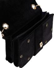 Tommy Hilfiger Überschlagtasche Black TH Club Crossover Velvet Schwarz Samtoptik