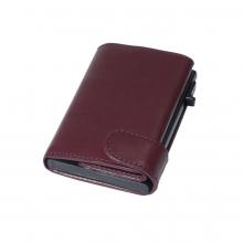 Furbo Burgundy Tony Perotti Kartenetui RFID Schutz Leder Aluminium rot braun violett