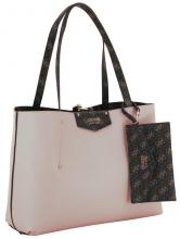 Damenwendetasche Guess Eco Brenton Logoprint Brown Logo Braun Taupe