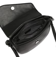 schwarze Handtasche Iris L.Credi asymmetrischer Überschlag