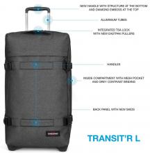 große Trolleytasche Eastpak Transitr L Black Denim grau meliert