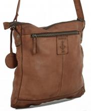 Schultertasche Damen Susi Soft Weaving Harbour2nd Flechteinsatz Cognac