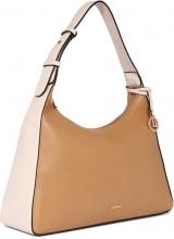 zweifärbige Damen Schultertasche L.Credi Munich Ilma Hobobag Nature Camelbraun Beige