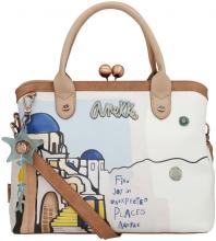 Sunrise Anekke Kurzgrifftasche Kiss Lock Verschluss Bunt beige