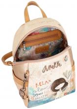 Cityrucksack Anekke Mediterranean Bunt Beige Markenemblem viele Ziernähte