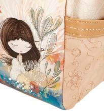 Cityrucksack Anekke Mediterranean Bunt Beige Markenemblem viele Ziernähte
