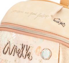 Cityrucksack Anekke Mediterranean Bunt Beige Markenemblem viele Ziernähte