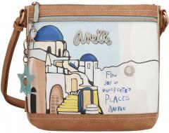 Schultertasche Sunrise Anekke blaue Dächer Freude Metallapplikationen