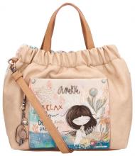 Beuteltasche Beige Bunt Anekke Mediterranean Raffung