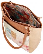 Damen Shopper Anekke Mediterranean Beige Stickerei Comicprint