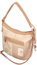 Hobobag Anekke Slow Life Beige Metallicfarbe Buntes Design Metallcharme