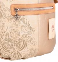 Hobobag Anekke Slow Life Beige Metallicfarbe Buntes Design Metallcharme