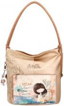 Taschenrucksack Anekke Mediterranean Beige Glanzoptik Print Metallcharme Hobo