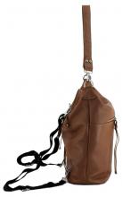 Caleidos Taschenrucksack Cuoio Cognacbraun genarbtes Leder Hobo Markenemblem