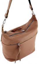 Caleidos Taschenrucksack Cuoio Cognacbraun genarbtes Leder Hobo Markenemblem