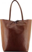 Leder Damen Shopper Caleidos Camel Hellbraun Silbermetall Masche