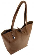 Leder Damen Shopper Caleidos Camel Hellbraun Silbermetall Masche