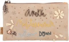 Anekke Mediterranean Slow Life beige bestickt Geldtasche Bastblumen