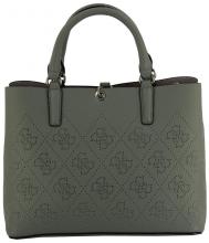 Damenkurzgrifftasche Sage Amara 4G Markenlogo Lochstanzung Grün Guess