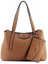 Guess Eco Brenton Henkeltasche Brown Logo Alloverprint