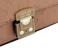 Guess Partytäschchen Carlson Mini Cognac goldfarbener Kettenhenkel