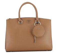 Trendsetter Light Cognac Braun Guess Alexie Henkeltasche Laptop Markenanhänger rund 