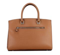 Trendsetter Light Cognac Braun Guess Alexie Henkeltasche Laptop Markenanhänger rund 