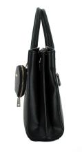 klassische Kurzgrifftasche Guess Alexie Black Schwarz Glanz Goldfarben Etui 