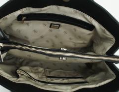 klassische Kurzgrifftasche Guess Alexie Black Schwarz Glanz Goldfarben Etui 