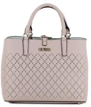 Guess Henkeltasche Amara Cutout Perforierung Bisquit Rosa Weiß 