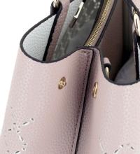 Guess Henkeltasche Amara Cutout Perforierung Bisquit Rosa Weiß 