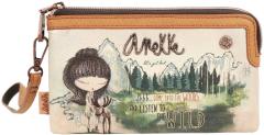 Geldtasche mit Kartenfächern Anekke The Forest beige braun Stickerei Lumberjack Elch