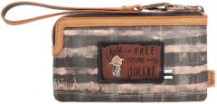 Geldtasche mit Kartenfächern Anekke The Forest beige braun Stickerei Lumberjack Elch