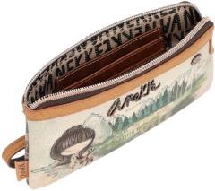 Geldtasche mit Kartenfächern Anekke The Forest beige braun Stickerei Lumberjack Elch