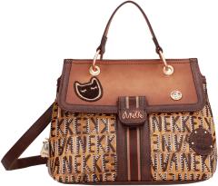 Top Handle Bag Überschlag braun Logoprint bestickt Anekke Urban Eisbär Kanada