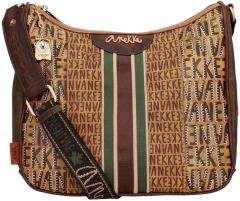 Anekke Beuteltasche Urban Logoprint Kanada braun beige Maple Leaf Blockstreifen