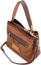 Dreigeteilte Schultertasche Kanada braun beige bestickt Anekke Urban