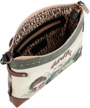 Anekke Umhängetasche Nieten The Forest Wälder Kanada beige braun Wildnis bestickt