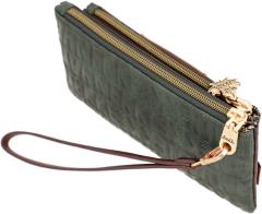 Geldtasche grün braun Logoprint bestickt Anekke Urban zweigeteilt Ahorn