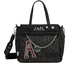 Henkeltasche Anekke Nature Woods schwarz Logoprint Kette recycled