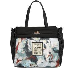 Henkeltasche Anekke Nature Woods schwarz Logoprint Kette recycled