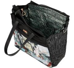 Henkeltasche Anekke Nature Woods schwarz Logoprint Kette recycled