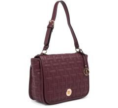 außergewöhnliche Überschlagtasche Drehverschluss L.Credi Jutta Aubergine