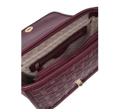 außergewöhnliche Überschlagtasche Drehverschluss L.Credi Jutta Aubergine