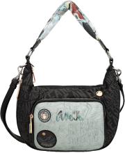 erweiterbare Beuteltasche Anekke Nature Woods recycled Nylon Logoprint dunkelbunt