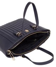 kompakte Tragetasche Damen Tommy Hilfiger Timeless Small Tote Quilted Dunkelblau