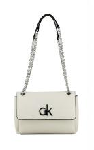 Jacquard Schultertasche Kettenhenkel Calvin Klein Re-Lock schwarz 