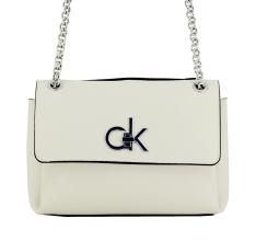 Jacquard Schultertasche Kettenhenkel Calvin Klein Re-Lock schwarz 