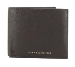 Hilfiger Herrenportemonnaie dunkelbraun Leder TH Premium CC Flap an Coin